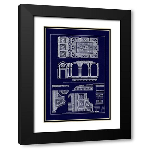 Covered Ceiling, Hotel de Villa (Blueprint) Black Modern Wood Framed Art Print with Double Matting by Buhlmann, J.
