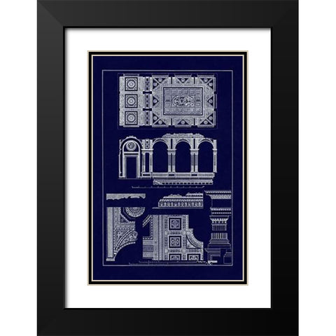 Covered Ceiling, Hotel de Villa (Blueprint) Black Modern Wood Framed Art Print with Double Matting by Buhlmann, J.