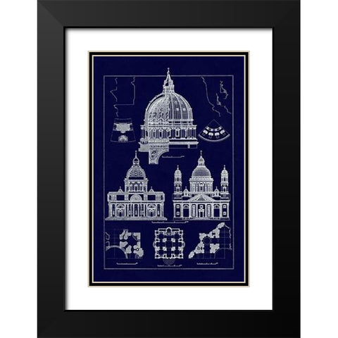 The Domeas Central Crowning Feature of the Renaissance (Blueprint) Black Modern Wood Framed Art Print with Double Matting by Buhlmann, J.