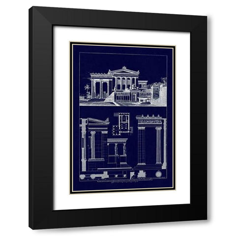The Erechtheum at Athens (Blueprint) Black Modern Wood Framed Art Print with Double Matting by Buhlmann, J.