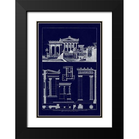 The Erechtheum at Athens (Blueprint) Black Modern Wood Framed Art Print with Double Matting by Buhlmann, J.