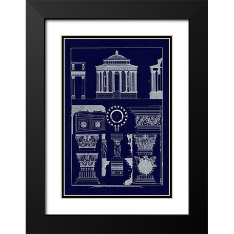 Temple of Vesta at Tivoli, Incantana at Salonichi (Blueprint) Black Modern Wood Framed Art Print with Double Matting by Buhlmann, J.