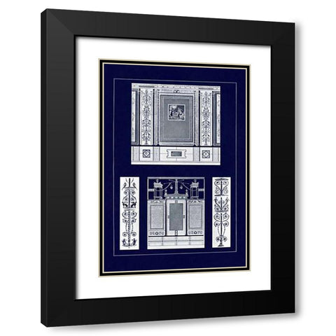 Ancient Wall Paintings (Blueprint) Black Modern Wood Framed Art Print with Double Matting by Buhlmann, J.