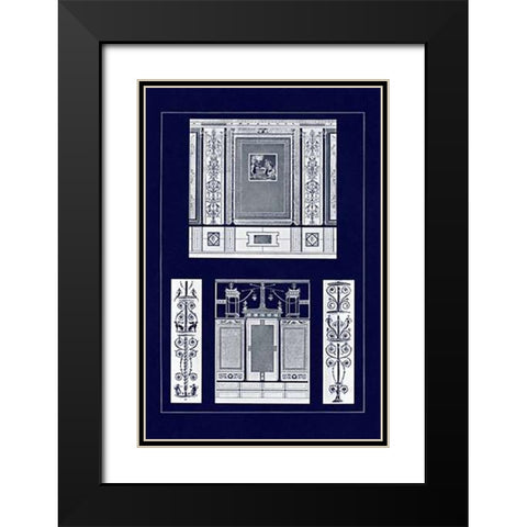 Ancient Wall Paintings (Blueprint) Black Modern Wood Framed Art Print with Double Matting by Buhlmann, J.