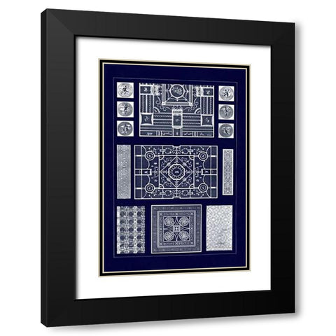 Painted Ceilings and Pavements from Pompeii (Blueprint) Black Modern Wood Framed Art Print with Double Matting by Buhlmann, J.