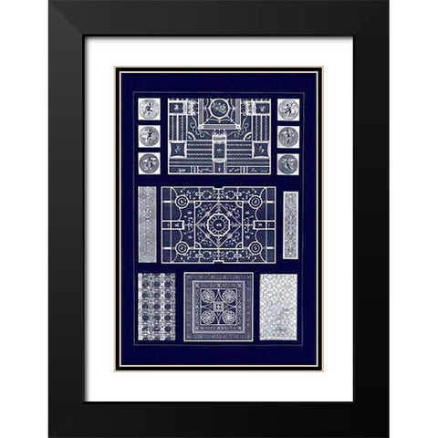 Painted Ceilings and Pavements from Pompeii (Blueprint) Black Modern Wood Framed Art Print with Double Matting by Buhlmann, J.