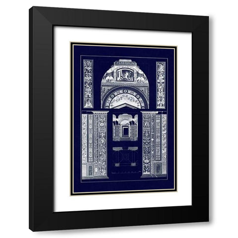 Decoration of the Second Corridor of the Loggie in the Vatican (Blueprint) Black Modern Wood Framed Art Print with Double Matting by Buhlmann, J.