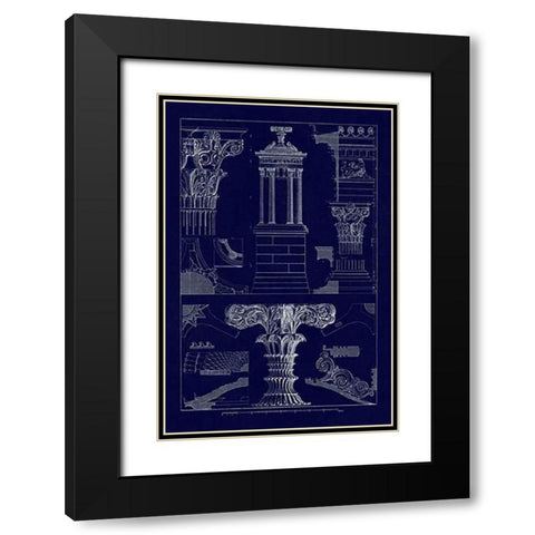 Monument of Lysicrates at Athens (Blueprint) Black Modern Wood Framed Art Print with Double Matting by Buhlmann, J.