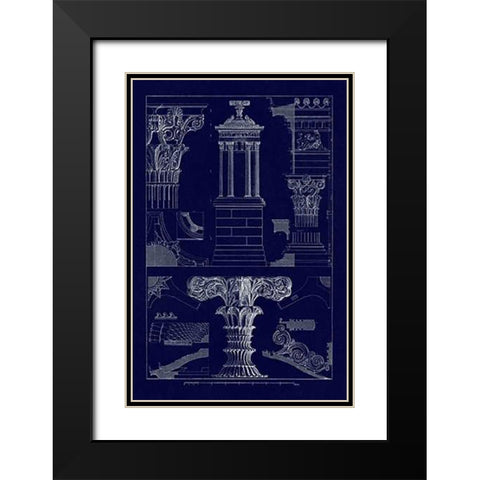 Monument of Lysicrates at Athens (Blueprint) Black Modern Wood Framed Art Print with Double Matting by Buhlmann, J.