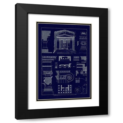 Tomb of Amyntas and Temple of Athena Polias (Blueprint) Black Modern Wood Framed Art Print with Double Matting by Buhlmann, J.
