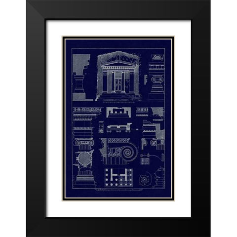 Tomb of Amyntas and Temple of Athena Polias (Blueprint) Black Modern Wood Framed Art Print with Double Matting by Buhlmann, J.