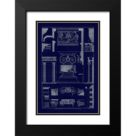 Ionic Capitals (Blueprint) Black Modern Wood Framed Art Print with Double Matting by Buhlmann, J.