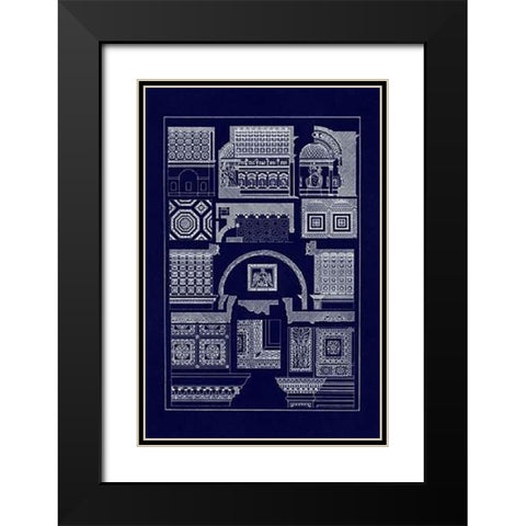 Roman Barrel Vaults (Blueprint) Black Modern Wood Framed Art Print with Double Matting by Buhlmann, J.