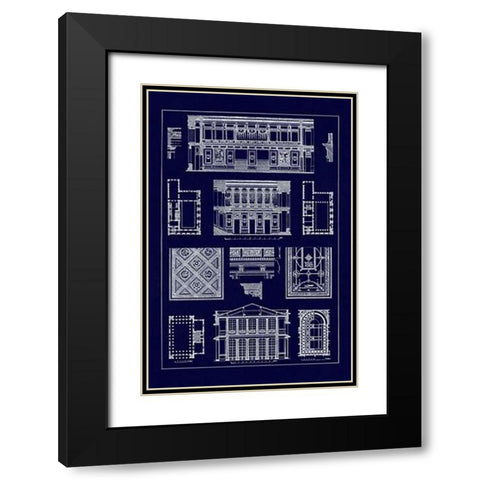 Halls with Galleries (Blueprint) Black Modern Wood Framed Art Print with Double Matting by Buhlmann, J.