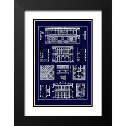 Halls with Galleries (Blueprint) Black Modern Wood Framed Art Print with Double Matting by Buhlmann, J.