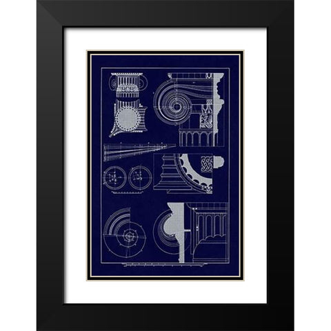 Capitals of the Erechtheum (Blueprint) Black Modern Wood Framed Art Print with Double Matting by Buhlmann, J.