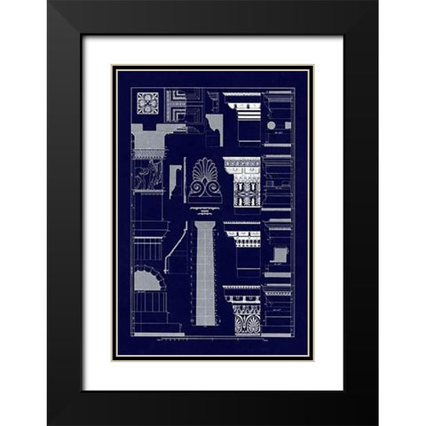 Details of the Parthenon at Athens (Blueprint) Black Modern Wood Framed Art Print with Double Matting by Buhlmann, J.