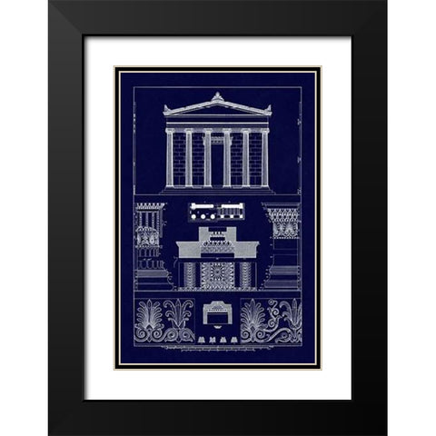 Portico, Coffer and Palmette-Ornament (Blueprint) Black Modern Wood Framed Art Print with Double Matting by Buhlmann, J.