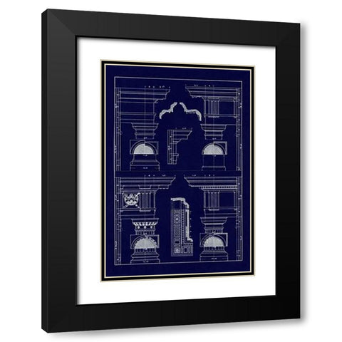 Doric and Tuscan Orders (Blueprint) Black Modern Wood Framed Art Print with Double Matting by Buhlmann, J.