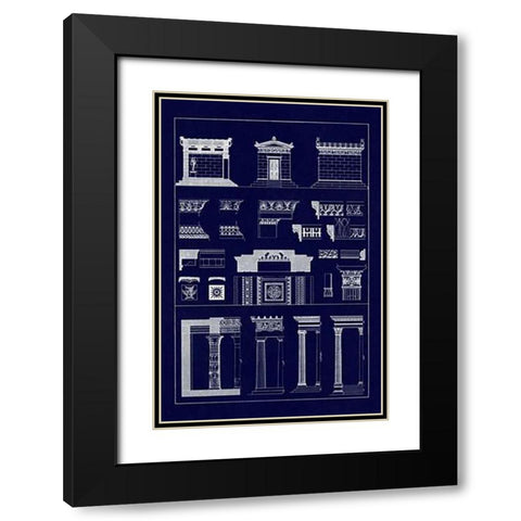 Hellenic Chapel and Decorative Forms (Blueprint) Black Modern Wood Framed Art Print with Double Matting by Buhlmann, J.