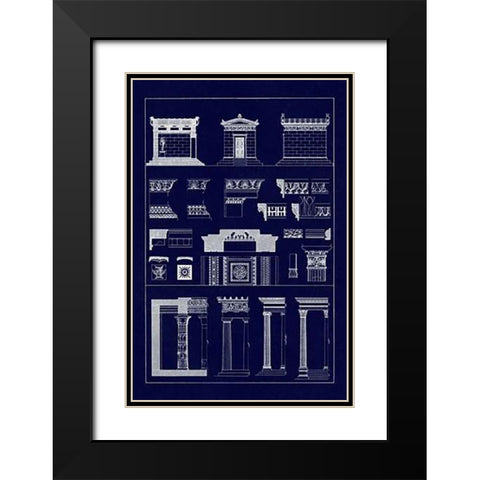 Hellenic Chapel and Decorative Forms (Blueprint) Black Modern Wood Framed Art Print with Double Matting by Buhlmann, J.