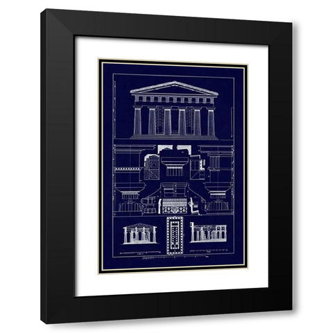 Temple of Vintageeidon at Paestum (Blueprint) Black Modern Wood Framed Art Print with Double Matting by Buhlmann, J.
