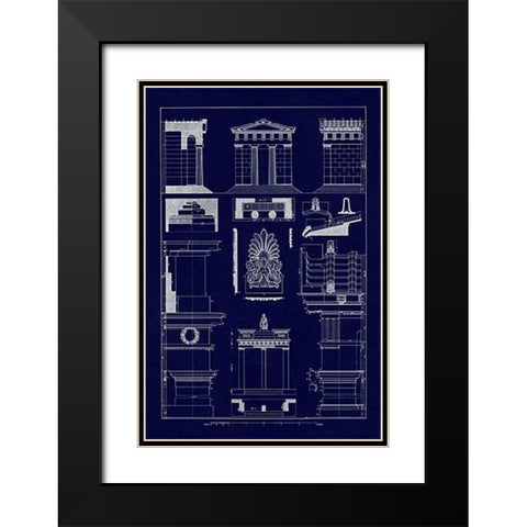 Temple of Diana, Monument of Thrasyllus (Blueprint) Black Modern Wood Framed Art Print with Double Matting by Buhlmann, J.