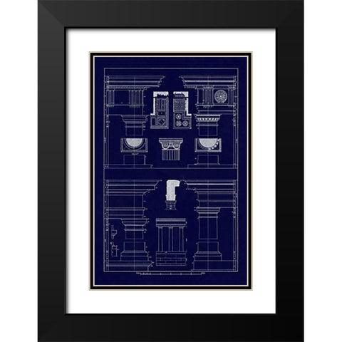 Doric, Tuscan Orders and Columns (Blueprint) Black Modern Wood Framed Art Print with Double Matting by Buhlmann, J.