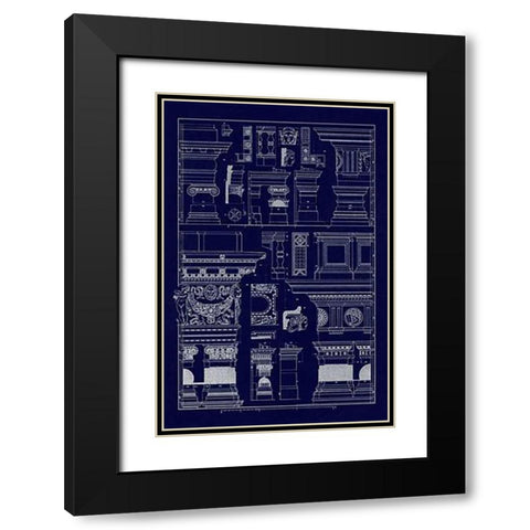 Details of Basilica at Vicenza and Library at Venice (Blueprint) Black Modern Wood Framed Art Print with Double Matting by Buhlmann, J.