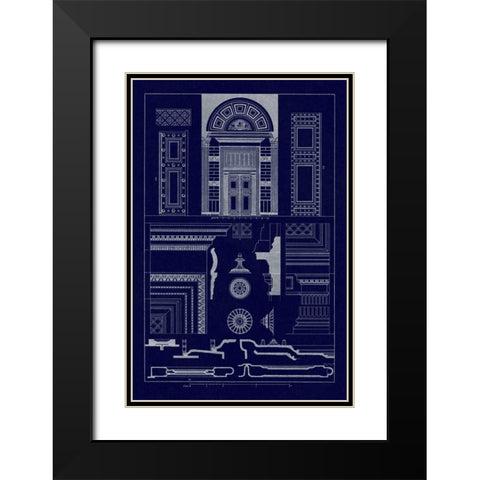 Doorway of the Pantheon at Rome (Blueprint) Black Modern Wood Framed Art Print with Double Matting by Buhlmann, J.