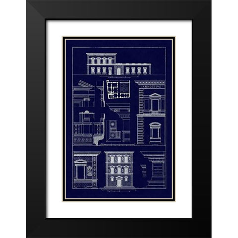 Palazzos Pandolfini and Bartolini at Florence (Blueprint) Black Modern Wood Framed Art Print with Double Matting by Buhlmann, J.