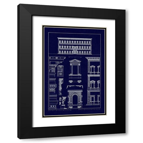 Palazzo Vendramin - Calergi at Venice (Blueprint) Black Modern Wood Framed Art Print with Double Matting by Buhlmann, J.