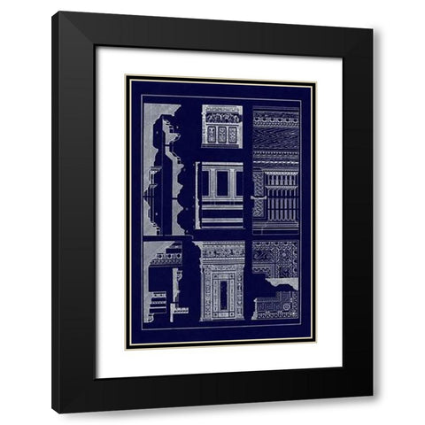 Wall Facing with Wood Paneling (Blueprint) Black Modern Wood Framed Art Print with Double Matting by Buhlmann, J.