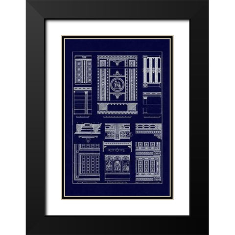 Ceilings with Visible Course of Beams (Blueprint) Black Modern Wood Framed Art Print with Double Matting by Buhlmann, J.