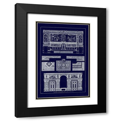Decoration of Large Halls (Blueprint) Black Modern Wood Framed Art Print with Double Matting by Buhlmann, J.