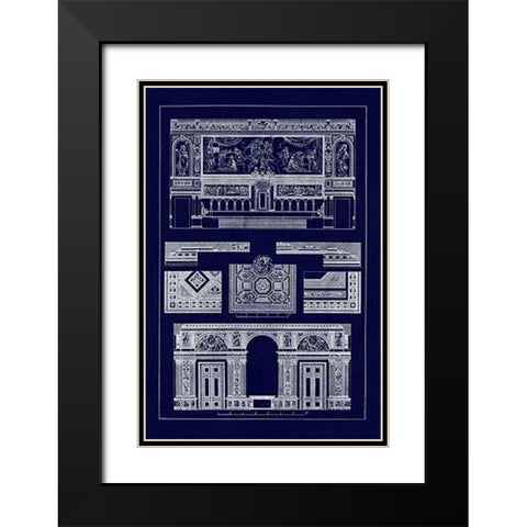 Decoration of Large Halls (Blueprint) Black Modern Wood Framed Art Print with Double Matting by Buhlmann, J.