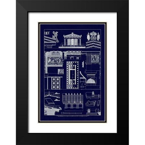 Temple of Athene and Theseus, PolyMuseumome (Blueprint) Black Modern Wood Framed Art Print with Double Matting by Buhlmann, J.