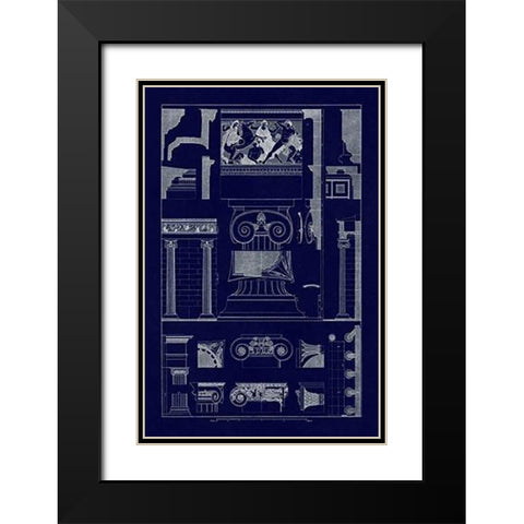 Ionic Orders and Capitals, PolyMuseumome (Blueprint) Black Modern Wood Framed Art Print with Double Matting by Buhlmann, J.