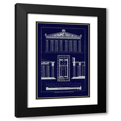 The Parthenon at Athens, PolyMuseumome (Blueprint) Black Modern Wood Framed Art Print with Double Matting by Buhlmann, J.