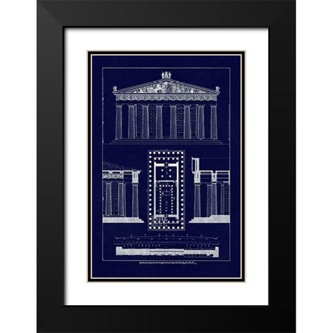 The Parthenon at Athens, PolyMuseumome (Blueprint) Black Modern Wood Framed Art Print with Double Matting by Buhlmann, J.