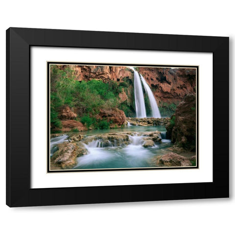 Havasu Creek, lined with Cottonwood trees, Havasu Falls, Grand Canyon, Arizona Black Modern Wood Framed Art Print with Double Matting by Fitzharris, Tim