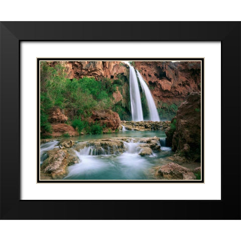 Havasu Creek, lined with Cottonwood trees, Havasu Falls, Grand Canyon, Arizona Black Modern Wood Framed Art Print with Double Matting by Fitzharris, Tim