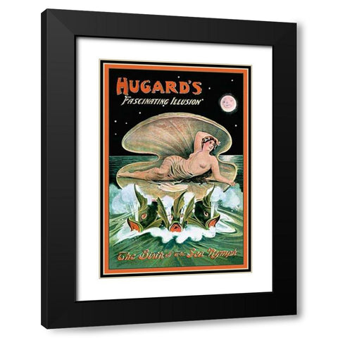 Magicians: Hugards Fascinating Illusion: The Birth of the Sea Nymph Black Modern Wood Framed Art Print with Double Matting by Printing, Day
