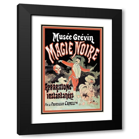 Magicians: Musee Grevin Magie Noire: Apparitions Instantanees par le Professeur Carmelli Black Modern Wood Framed Art Print with Double Matting by Cheret, Jules