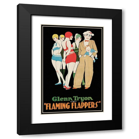 Vintage Film Posters: Flaming Flappers Black Modern Wood Framed Art Print with Double Matting by Unknown