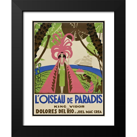 Vintage Film Posters: Bird of Paradise Loiseau de Paradis Black Modern Wood Framed Art Print with Double Matting by Unknown