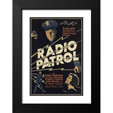 Vintage Film Posters: Radio Patrol Black Modern Wood Framed Art Print with Double Matting by Unknown