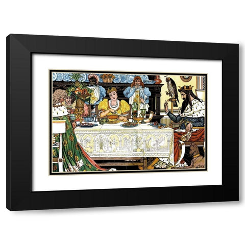 Frog Prince Title Page Black Modern Wood Framed Art Print with Double Matting by Crane, Walter
