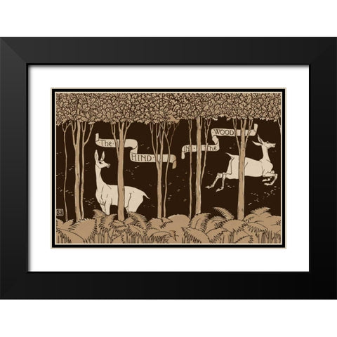 Hind in the Wood Title Page Black Modern Wood Framed Art Print with Double Matting by Crane, Walter