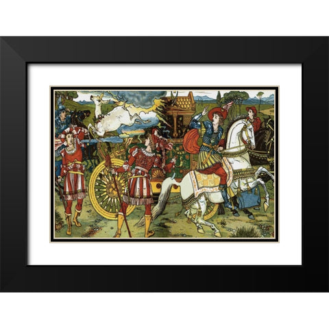 Hind in the Wood - Leap Black Modern Wood Framed Art Print with Double Matting by Crane, Walter